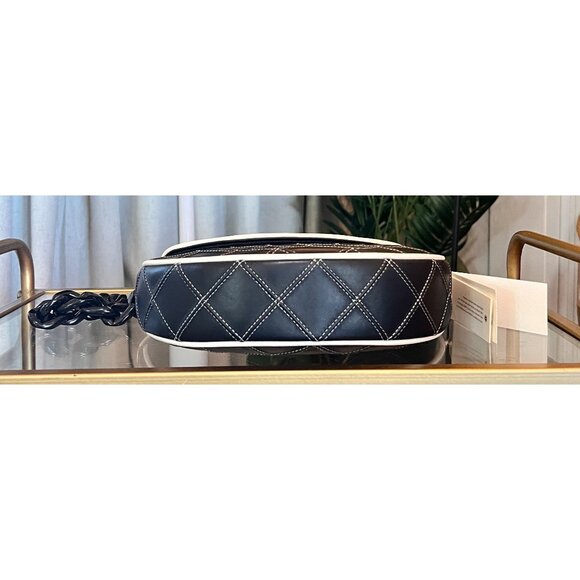 NEW WITH TAGS! Authentic Tory Burch Black and White 1/2 Moon Fleming Handbag - Picture 5 of 10